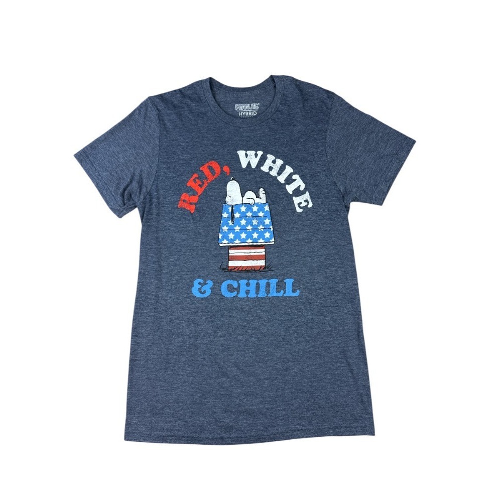 Peanuts‎ Hybrid Apparel Snoopy Red White and Chill T-Shirt Men's Small Blue Red